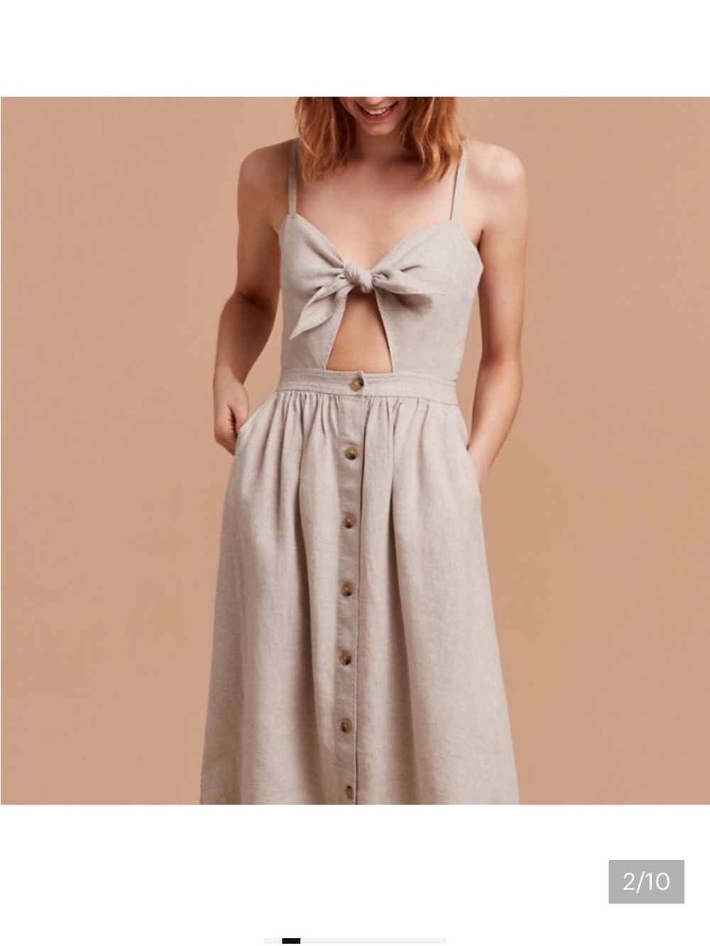 Aritzia Wilfred size 2 tie front linen dress
